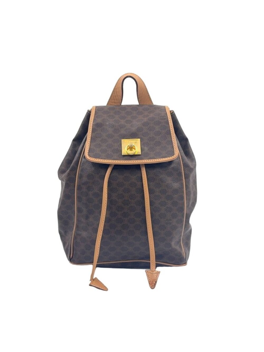 Celine Macadam Pattern Brown Backpack Gold